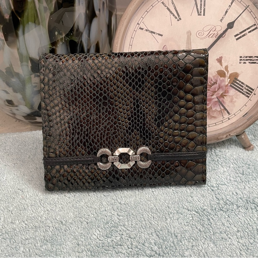 Brighton Black and Brown Leather embossed Snakeskin Wallet